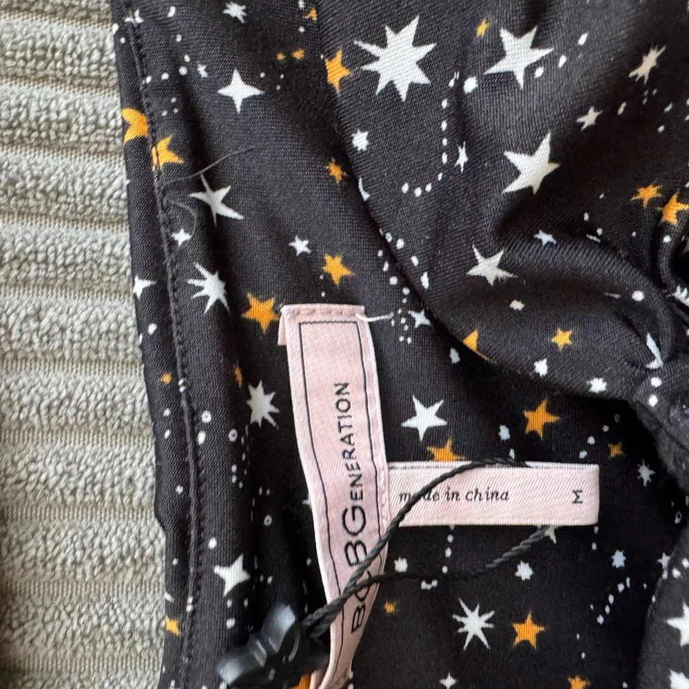 New bodysuit corset top velvet ribbon straps yellow black white stars medium